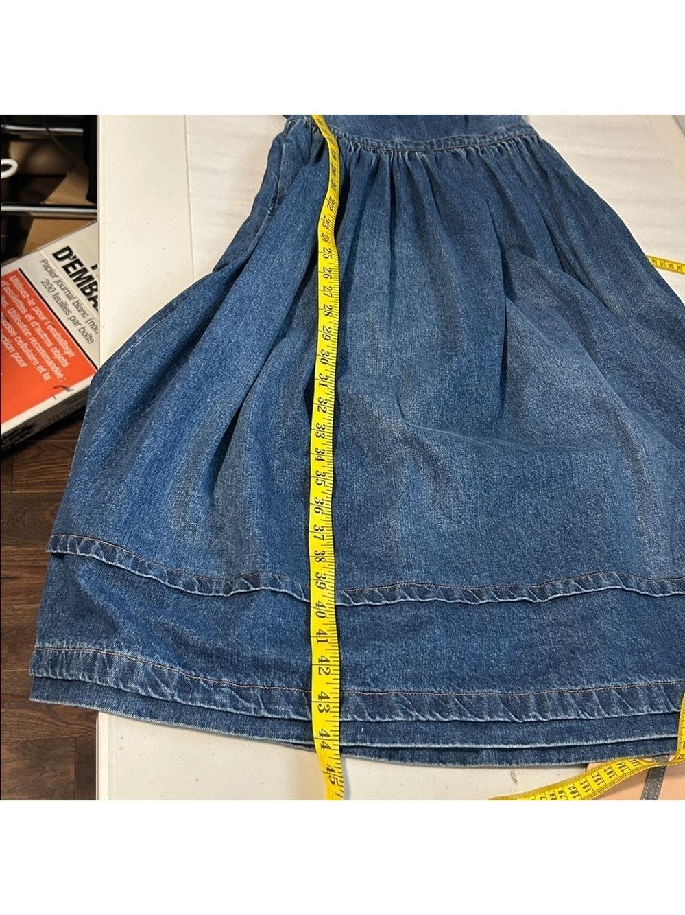 CO Denim Designer Puff Short Sleeve Minimalist Midi Dress Size XS - Picture 9 of 11